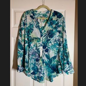 Chico’s floral print button down shirt